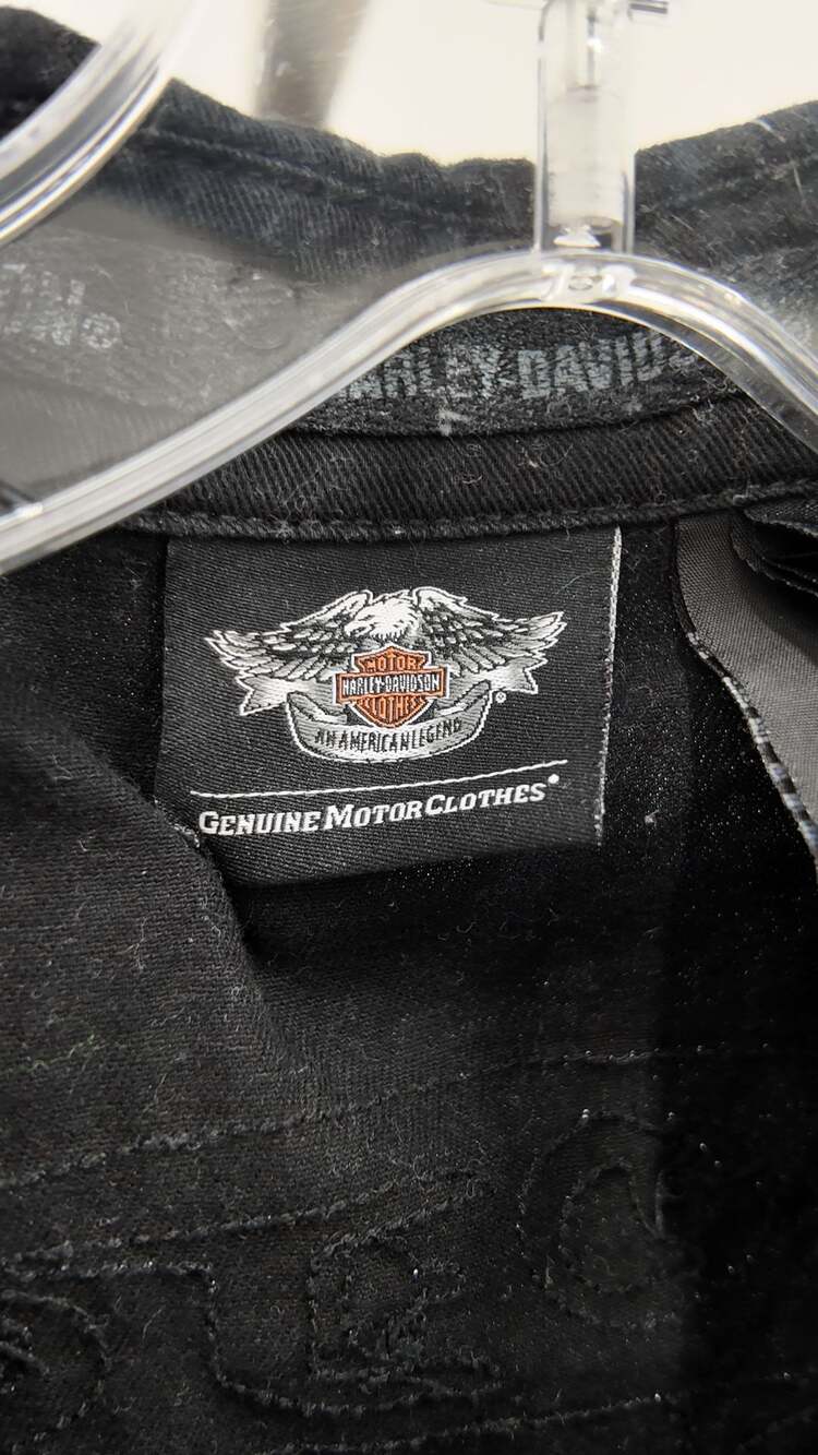 Harley-Davidson Genuine Motor Clothes Men's Black Denim Sleeveless Vest Size 2XL - Picture 3 of 5